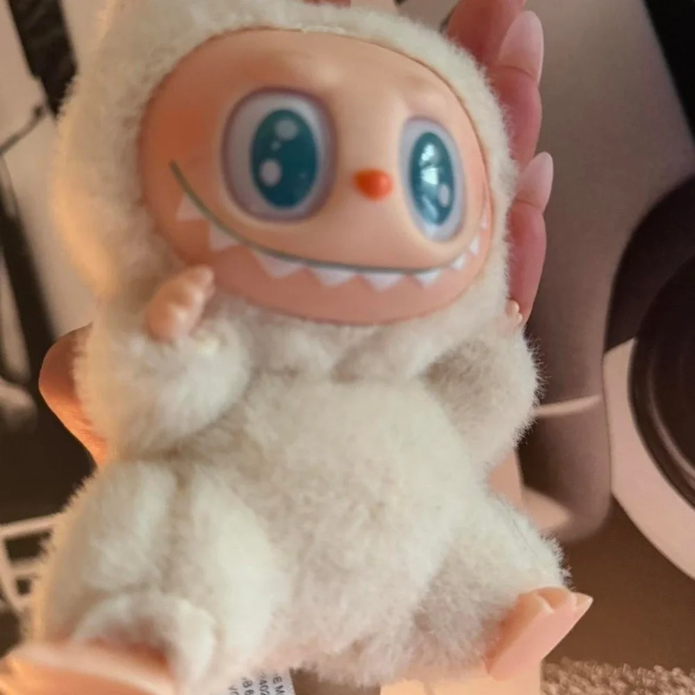 Labubu vinyl plush cream blue eyes pop mart monster bag charm Y2K key chain Read